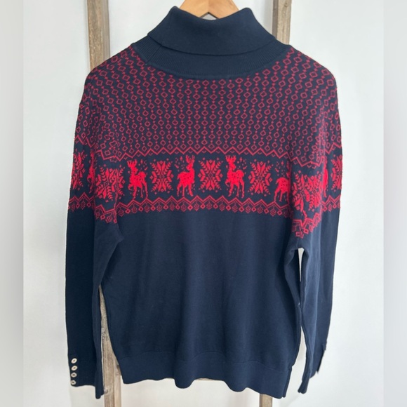 Tommy Hilfiger Stella Blue Red Turtleneck Sweater Christmas Women’s M NWOT - Picture 5 of 10